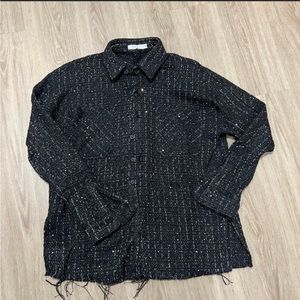 mnml heavyweight woven  flannel DISCONTINUED - black with silver gold sparkle